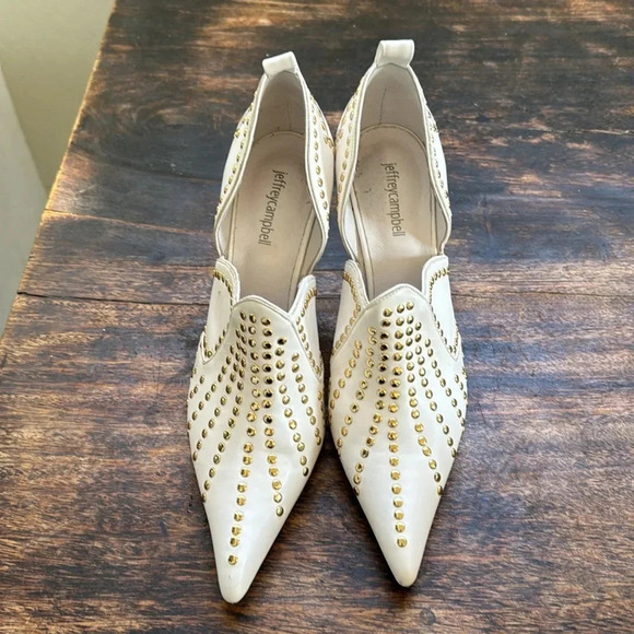 JEFFREY CAMPBELL SPANGLED Pointed Toe Stud Details Heels Pumps Size 9 - Picture 4 of 12